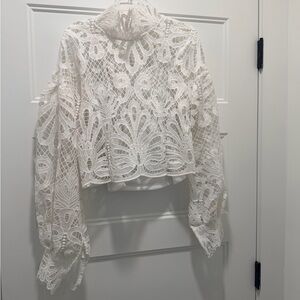 White Lace Long Sleeve Top
